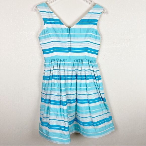 Lilly Pulitzer Organza Blue Striped Fit & Flare A Line Turquoise Blue Dress 6 - Picture 6 of 7